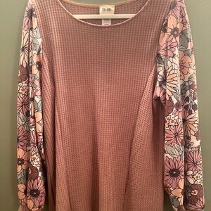 BiBi Mauve Floral Sleeve Top